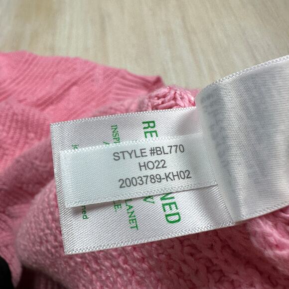 J Crew Pink Cotton Blend Cable Mock Neck Pullover Long Sleeve Sweater Medium - Picture 13 of 13